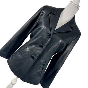 WILSONS LEATHER! PELLE STUDIO BLACK GENUINE LEATHER, SLEEK JACKET, COAT! SZ L